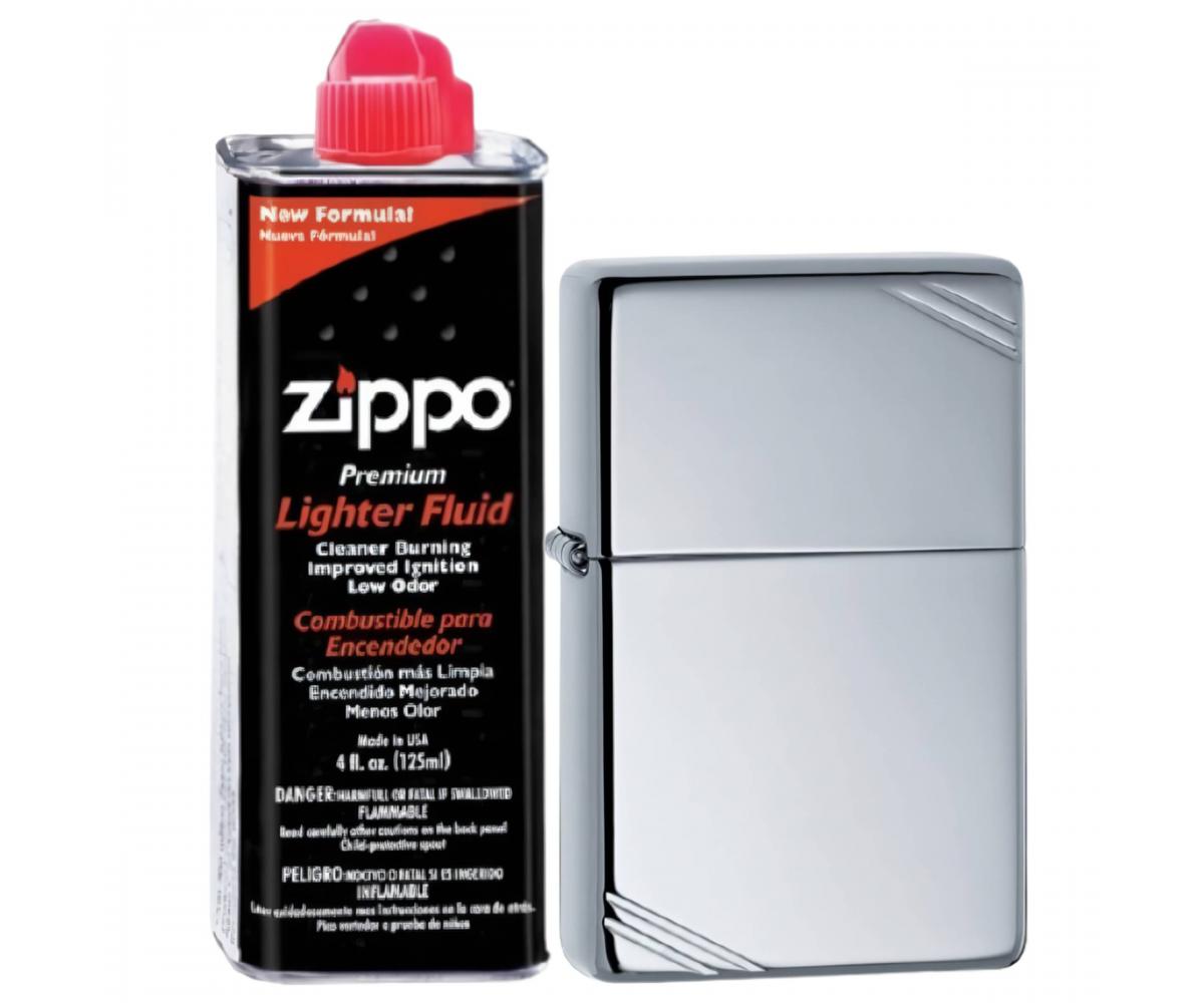 

Бензиновая зажигалка ZIPPO 260 High Polish Chrome + бензин Zippo 125 мл 260-3141, Серебристый