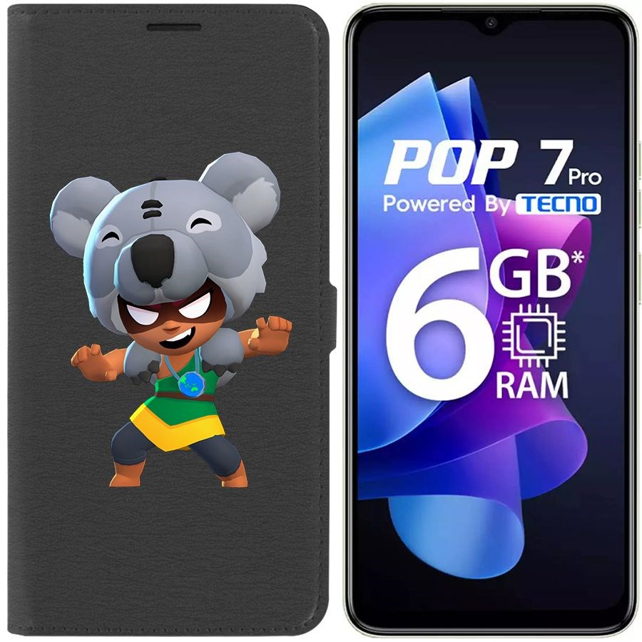 

Чехол-книжка Eco Book для Tecno Pop 7 Pro Brawl Stars-Нита Коала