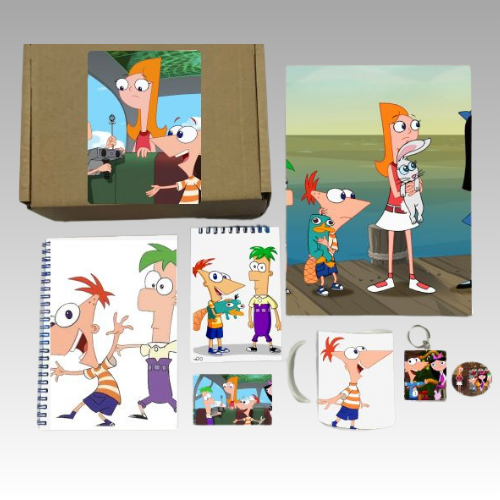 

Бокс с подарком принт Финес и Ферб, Phineas and Ferb 0004, 7 предметов