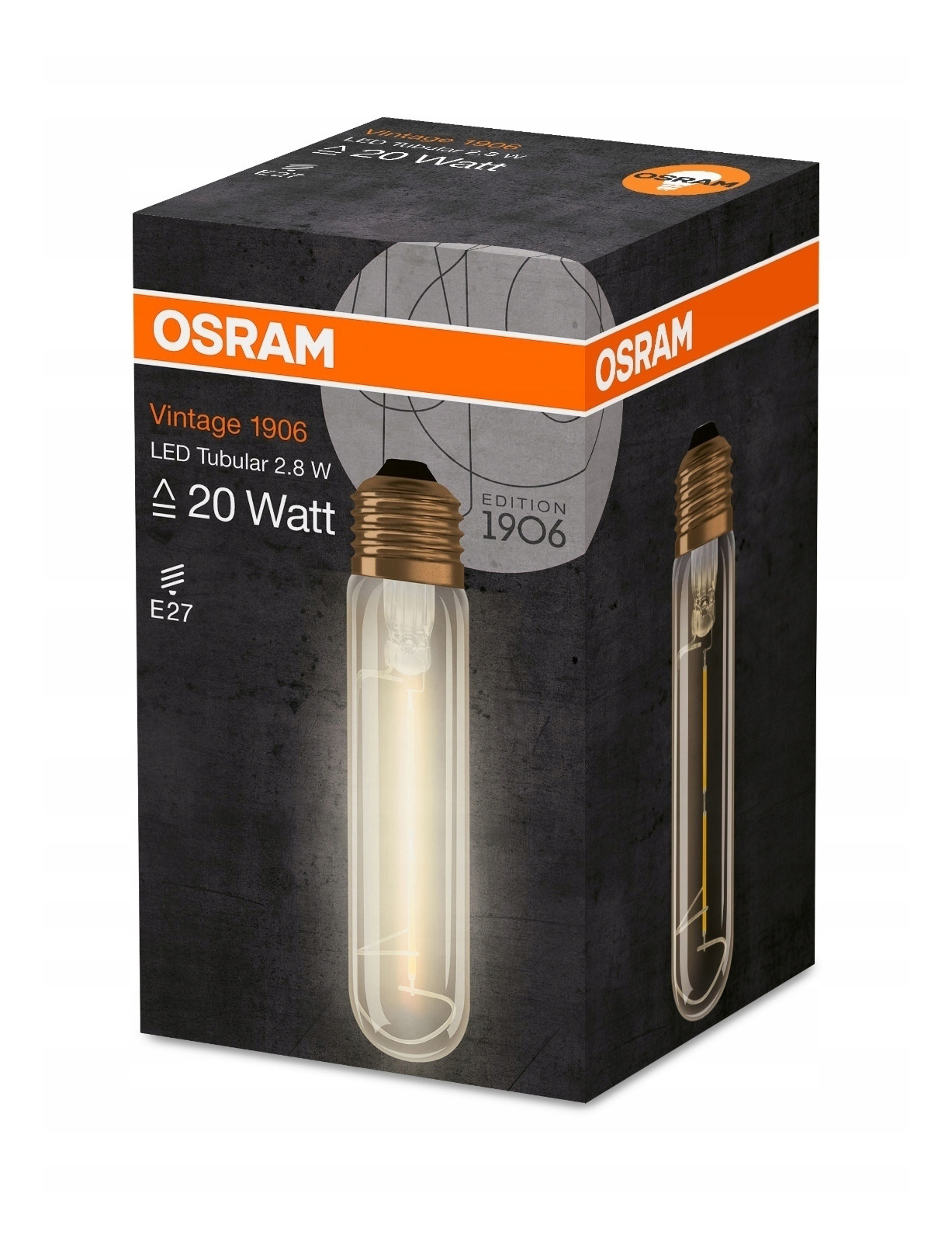 

Лампочка светодиодная OSRAM Vintage Ретро Труба E27 2,8Вт 220В 200Лм 2400К Тепл белый 1шт, Vintage Ретро Труба E27 2,8Вт 220В 200Лм 2400К Филамент