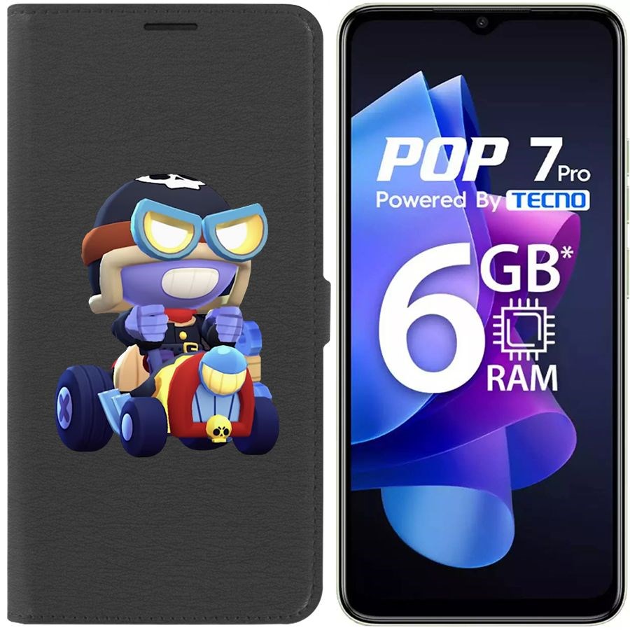 

Чехол-книжка Eco Book для Tecno Pop 7 Pro Brawl Stars-Безумный Карл