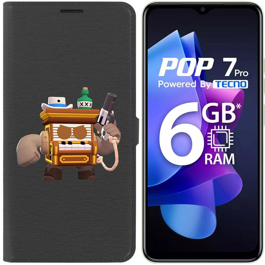 

Чехол-книжка Eco Book для Tecno Pop 7 Pro Brawl Stars-8-Бит из салуна