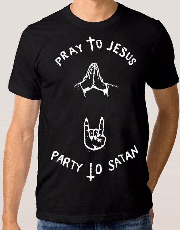 фото Футболка мужская design heroes pray to jesus party to satan черная xs