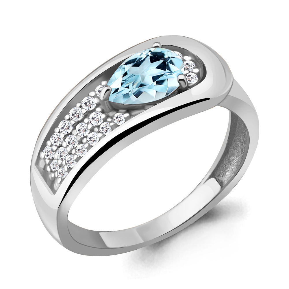 

Кольцо из серебра с топазом Aquamarine Aquamarine 6969002А_925_р р. 17, 6969002А_925_р