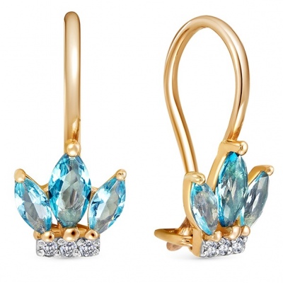 

Серьги Короны с 12 фианитами из серебра с позолотой Вероника С639-2068М2, С639-2068М2