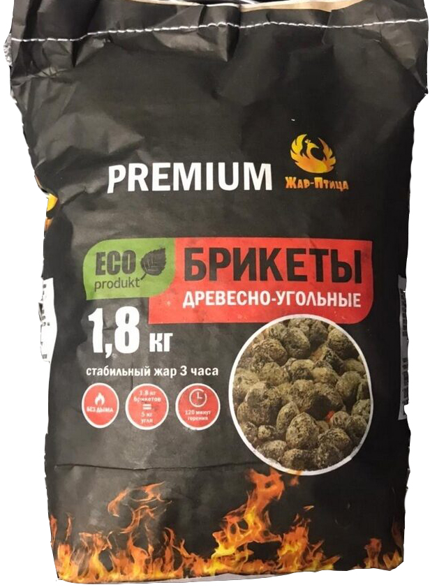 

Брикетированный уголь PREMIUM 1.8 кг