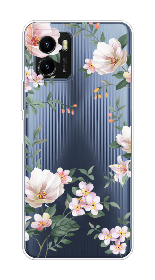 

Чехол на Vivo Y10 "Beautiful white flowers", Бежевый;зеленый, 266450-1