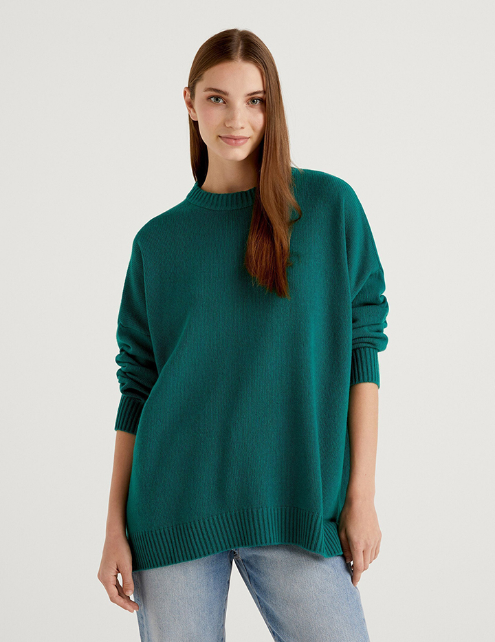 

Джемпер женский United Colors of Benetton 21A_1244D1N53 зеленый XS, 21A_1244D1N53