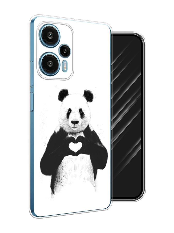 

Чехол Awog на Xiaomi Redmi Note 12 Turbo "Панда love", Серебристый, 318450-10