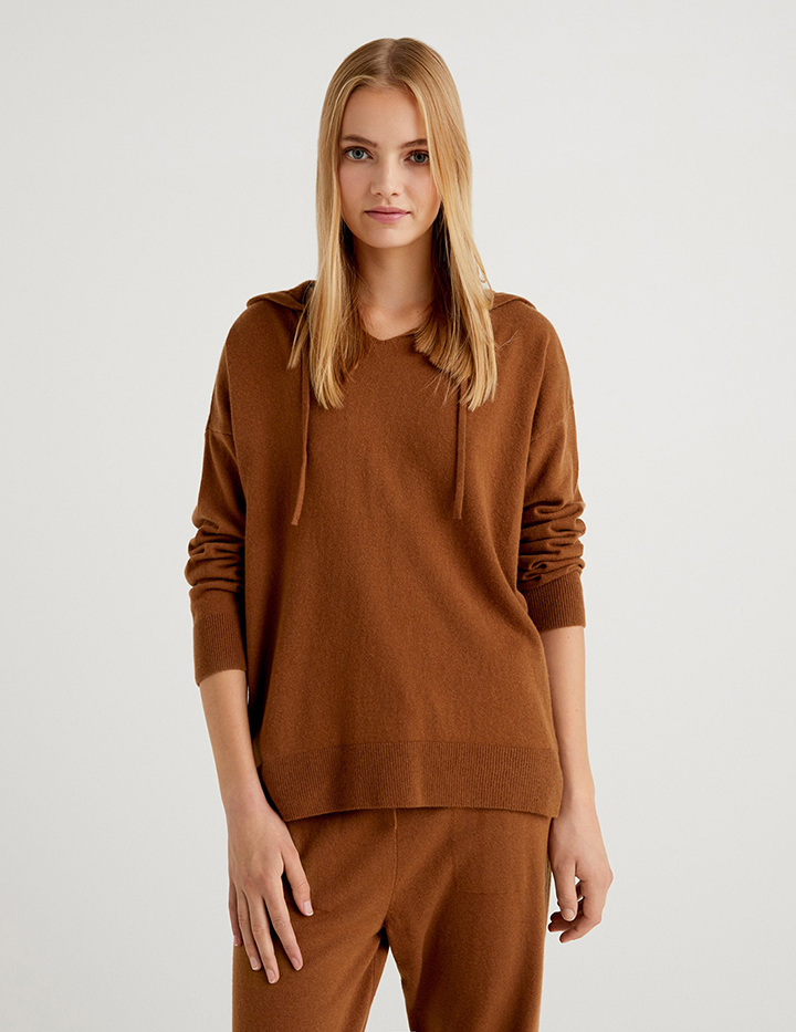 

Толстовка женская United Colors of Benetton 21A_1035D2546 коричневая L, 21A_1035D2546