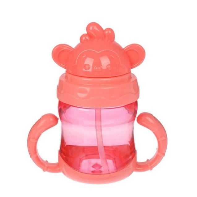 фото Детская бутылочка-поильник с трубочкой markethot розовый 200 мл nobrand