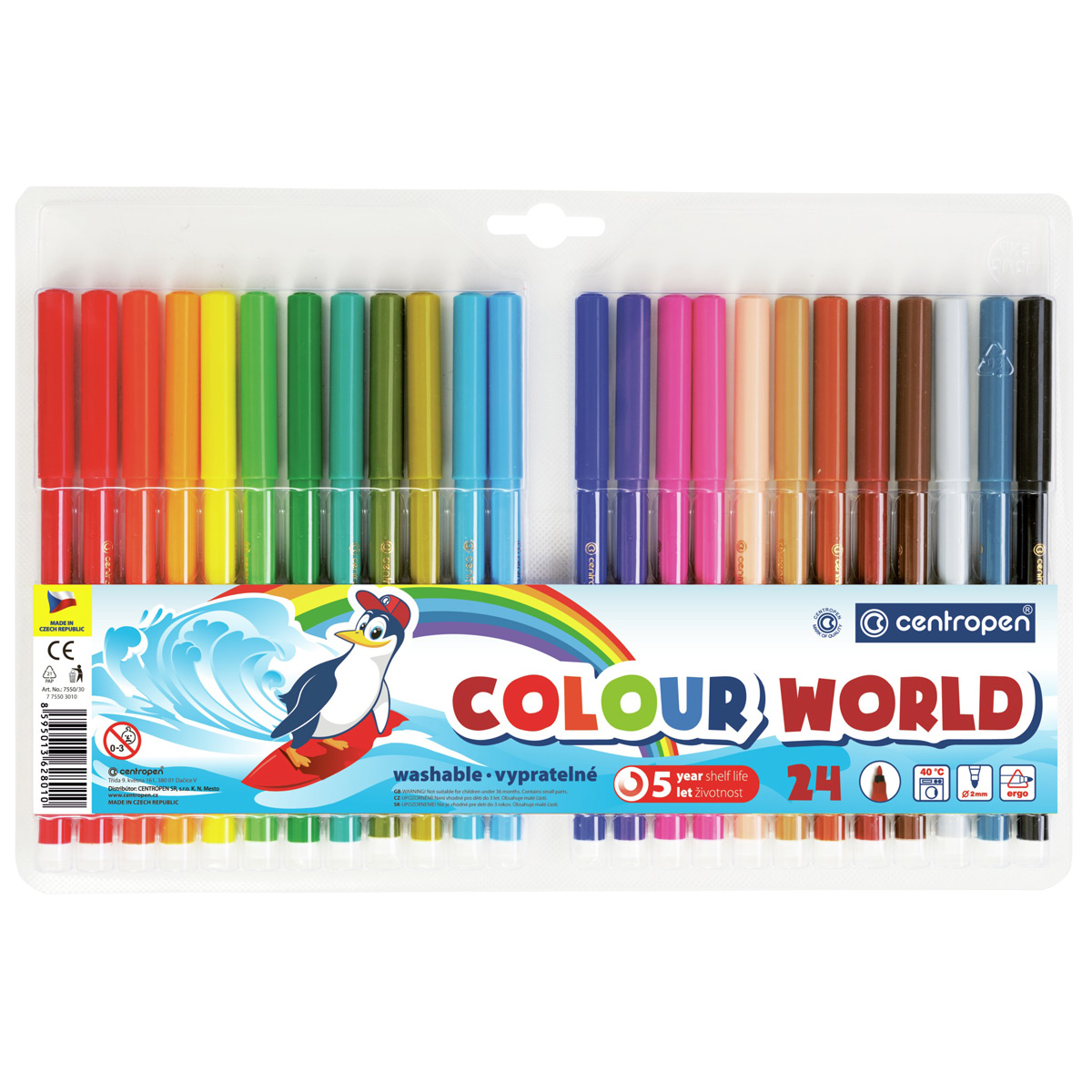 фото Фломастеры centropen colour world трехгранные смываемые 24 цвета