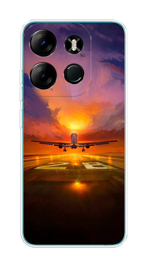 

Чехол на Tecno Spark Go 2023/Infinix Smart 7 "Самолет на посадке", Оранжевый;синий, 3103750-6