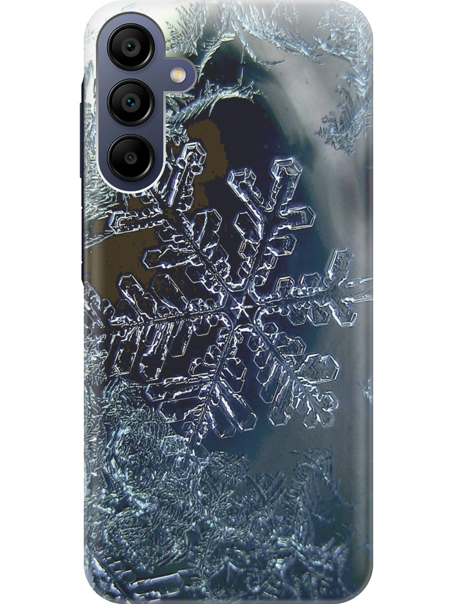 

Силиконовый чехол на Samsung Galaxy A15 с рисунком "Макро снежинка", Синий;черный, 20012138