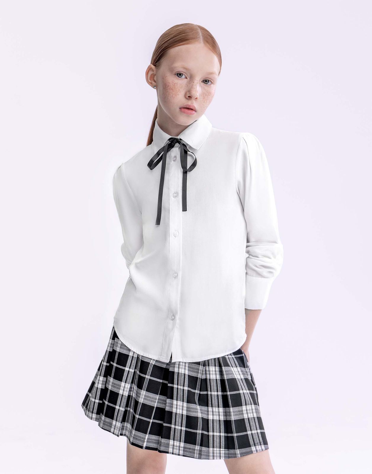 

Рубашка для девочки Gloria Jeans GSU001197 белый 7-8л/128, GSU001197