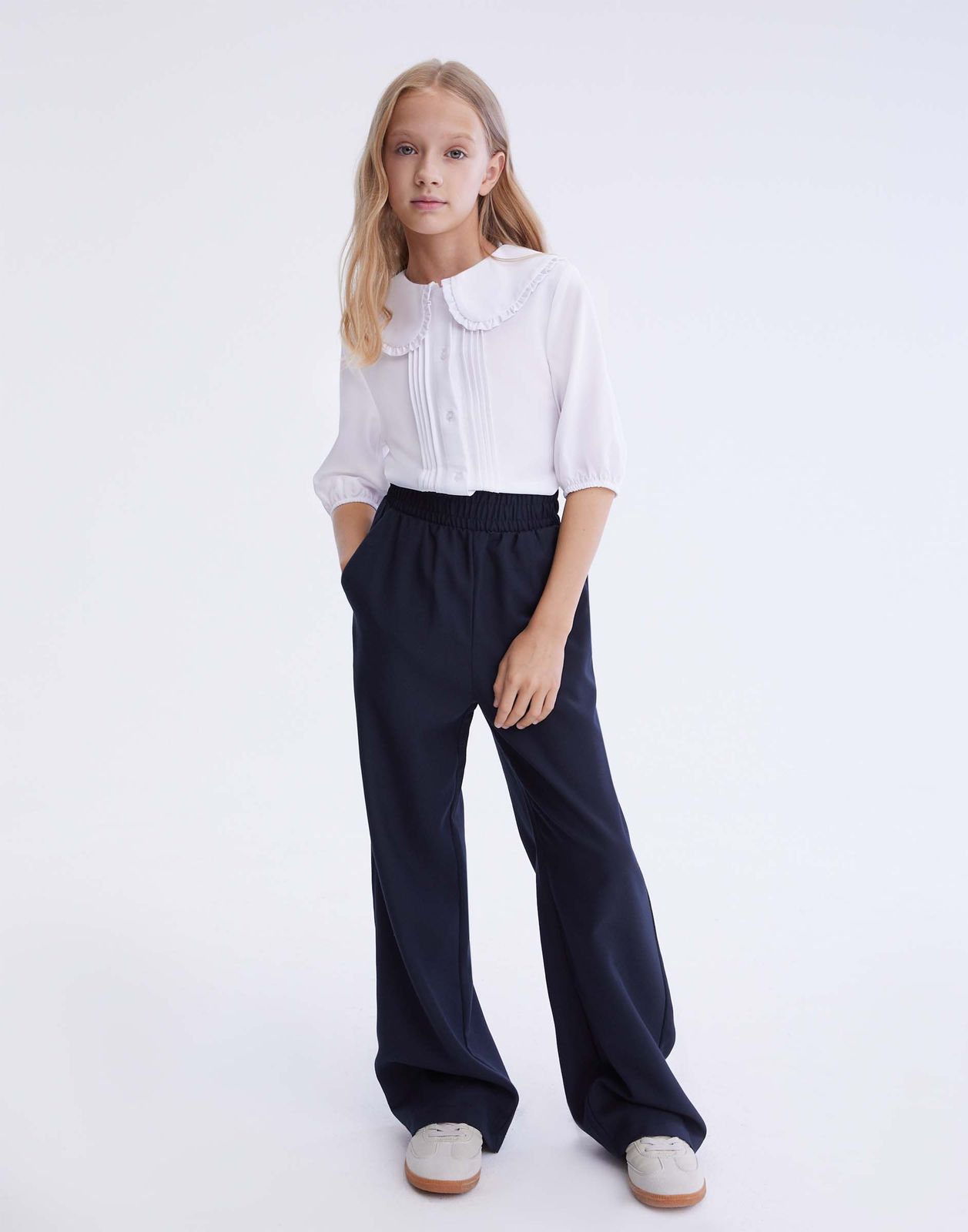 

Брюки для девочки Gloria Jeans GSU001193 темно-синий 10-11л/146, GSU001193