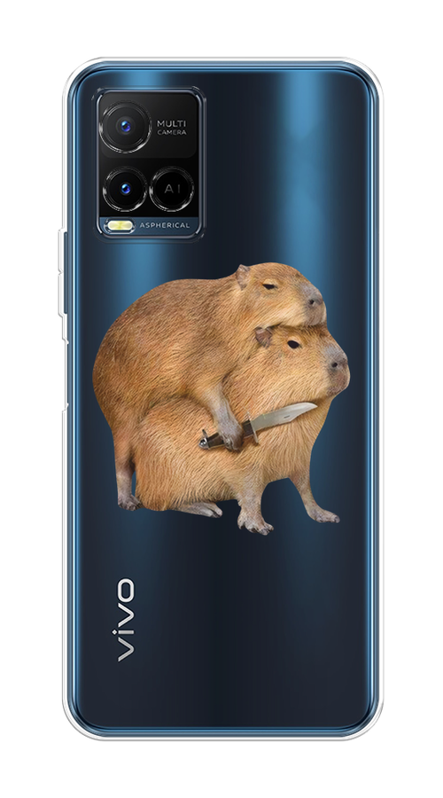 

Чехол на Vivo Y21e "Капибара с ножом", Бежевый, 266350-1