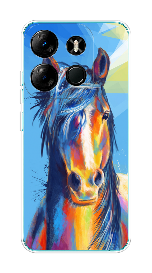 

Чехол на Tecno Spark Go 2023/Infinix Smart 7 "Лошадь арт 3", Голубой;желтый;синий, 3103750-1