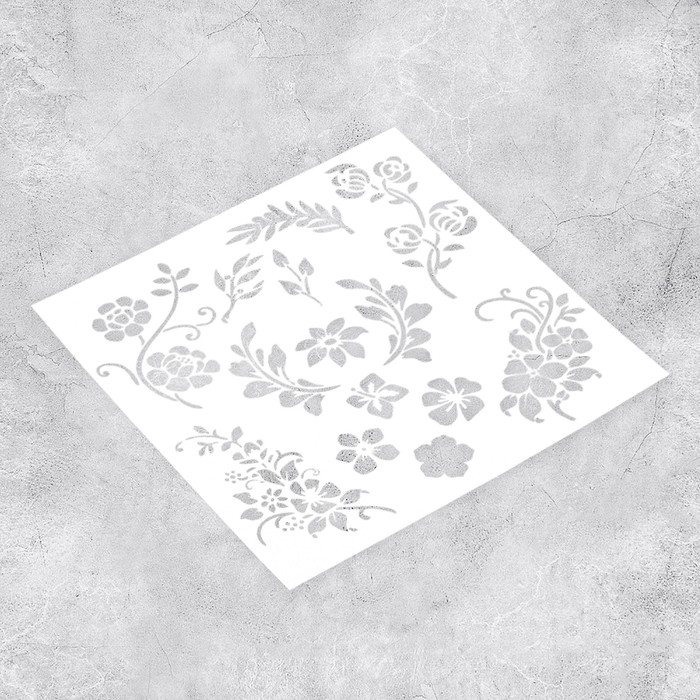 

Трафарет для творчества Арт Узор Цветы, пластик, 15 x 15 см, 3шт., Белый