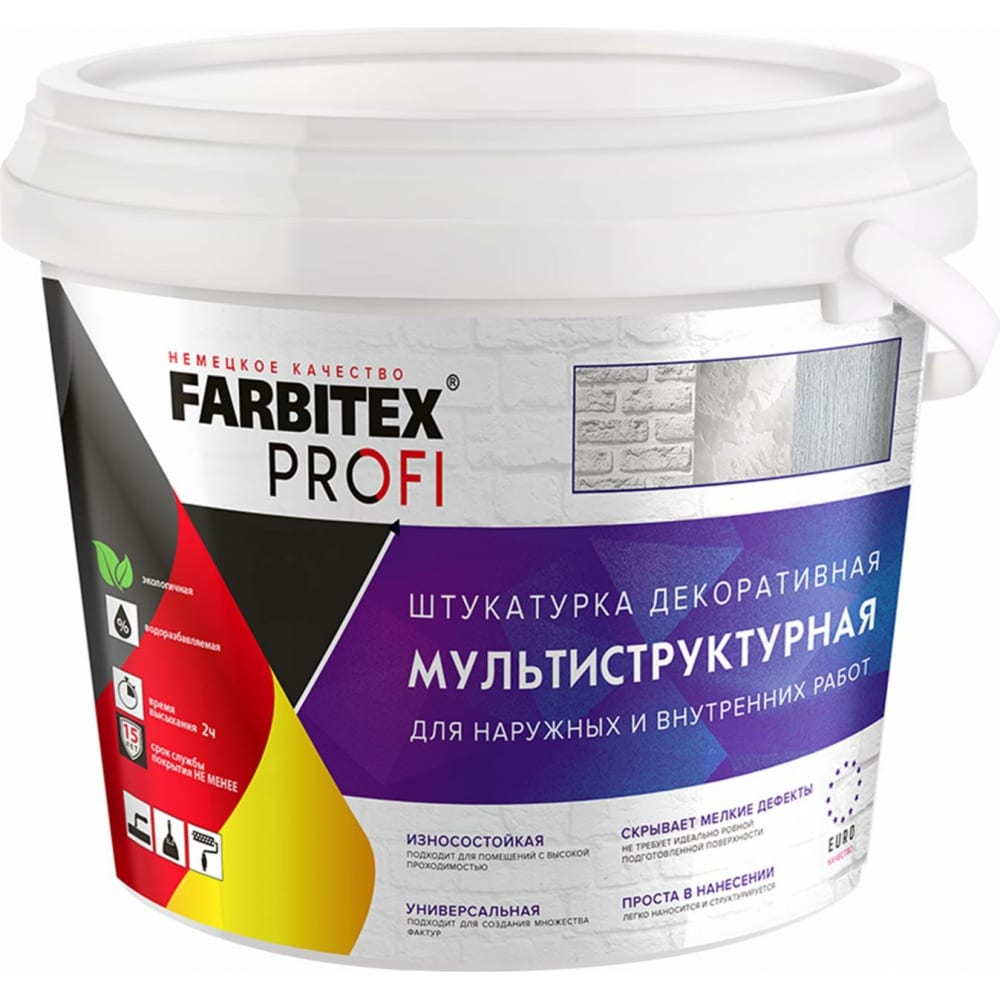 фото Штукатурка декоративная мультиструктурная farbitex profi 4,5л