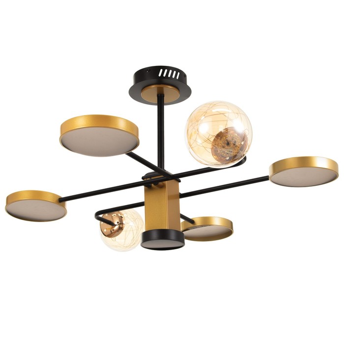 

BayerLux Люстра 1851/7 LED 72Вт 3000-6000К черно-золотой 79х77х43 см