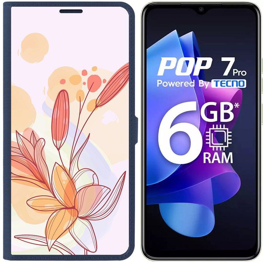 

Чехол-книжка Eco Book для Tecno Pop 7 Pro Фантазия, Синий