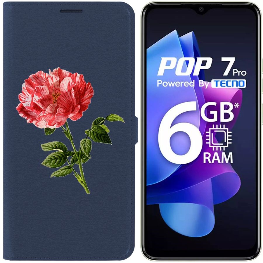 Чехол-книжка Eco Book для Tecno Pop 7 Pro Рисованная роза