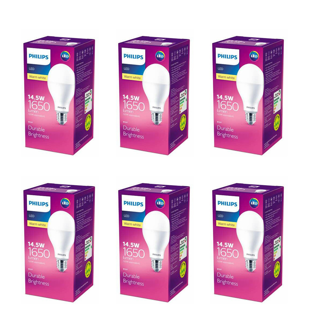 

Лампочка светодиодная Philips Груша A E27 14,5Вт 220В 1650Лм 3000К Теплый белый, упак. 6шт, Груша A E27 14,5Вт 220В 1650Лм 3000К