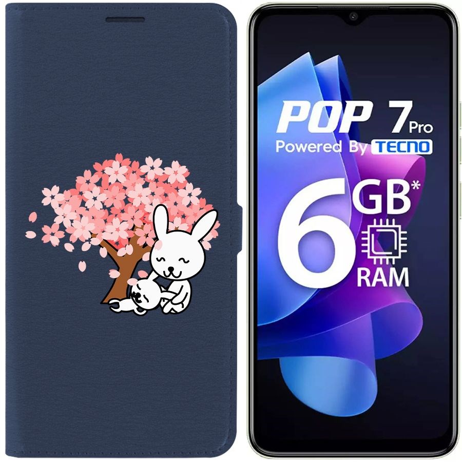 

Чехол-книжка Eco Book для Tecno Pop 7 Pro Кролики, Синий