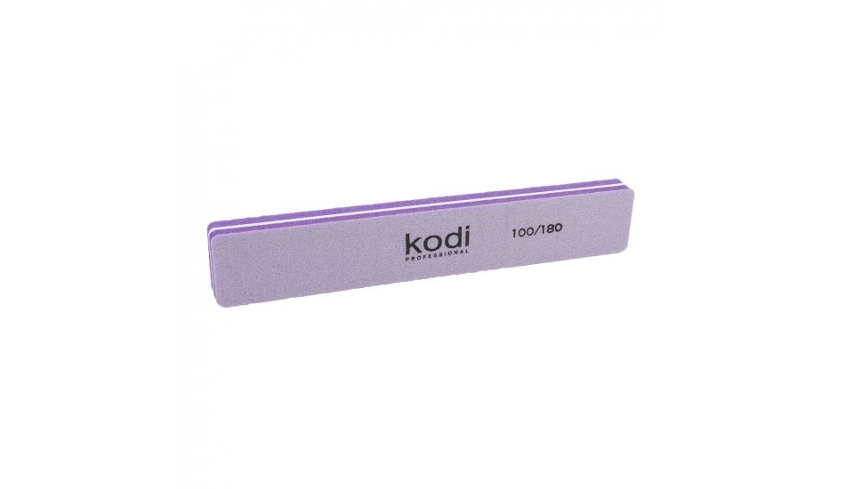 Баф прямоугольной формы для ногтей Kodi, абразивность 100/180 цвет:сиреневый (178/30/12)