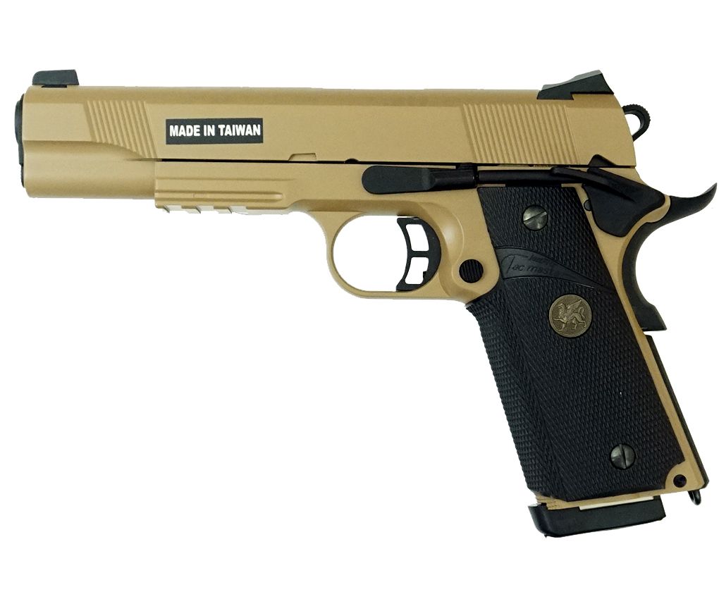 фото Страйкбольный пистолет kjw colt m1911a1 m.e.u. 6 мм, gas, gbb, tan