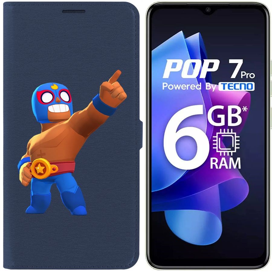 

Чехол-книжка Eco Book для Tecno Pop 7 Pro Brawl Stars-Эль Примо