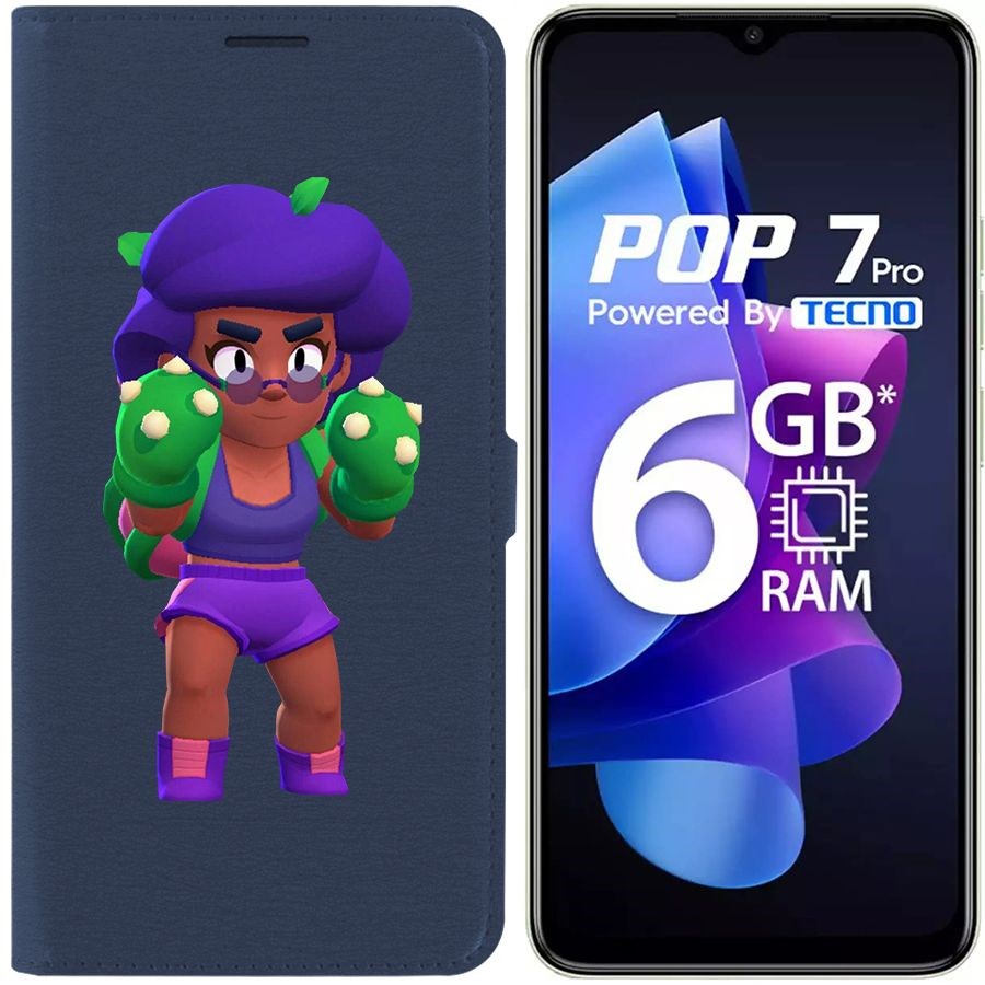 

Чехол-книжка Eco Book для Tecno Pop 7 Pro Brawl Stars-Роза