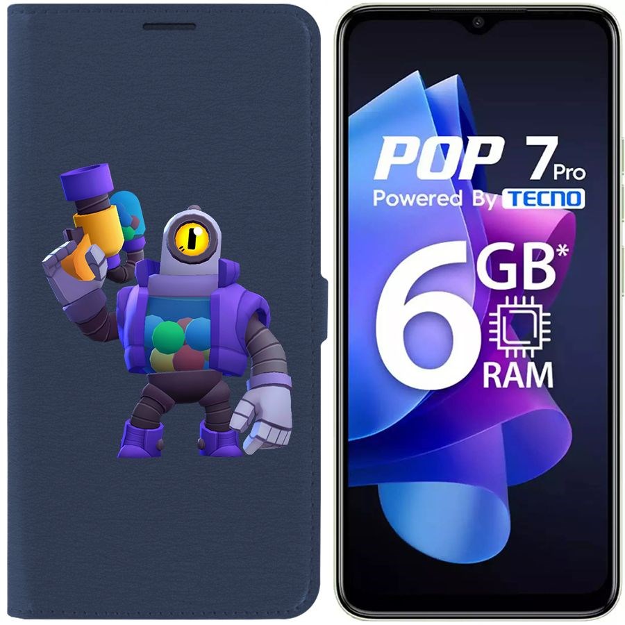 

Чехол-книжка Eco Book для Tecno Pop 7 Pro Brawl Stars-Рико