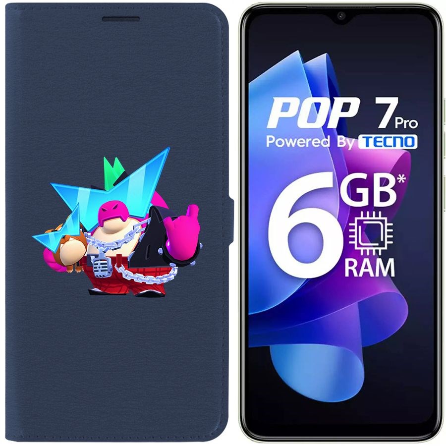 

Чехол-книжка Eco Book для Tecno Pop 7 Pro Brawl Stars-Плохиш Базз