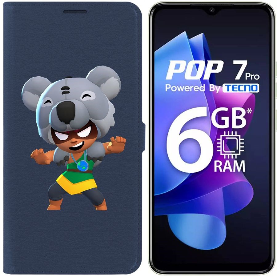 

Чехол-книжка Eco Book для Tecno Pop 7 Pro Brawl Stars-Нита Коала