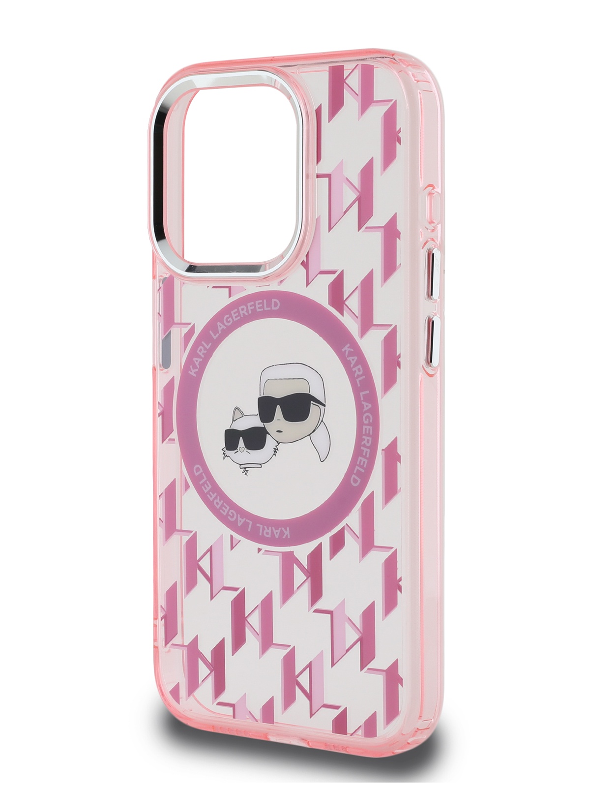 

Чехол Karl Lagerfeld для iPhone 15 Pro Max с MagSafe и металлической рамкой, розовый