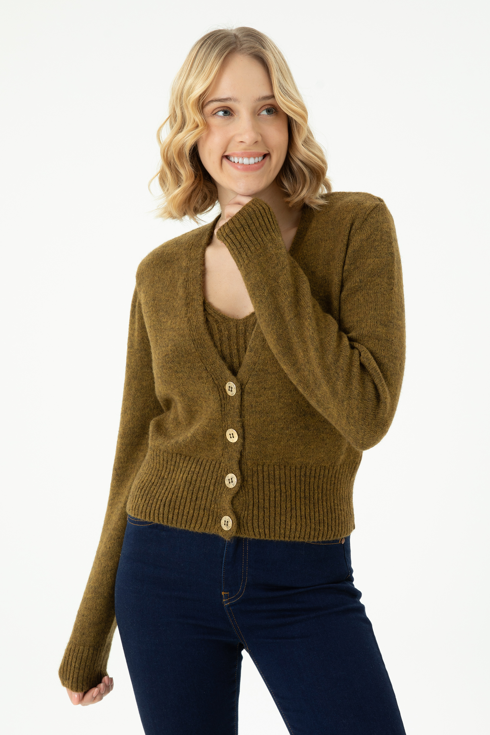 Кардиган женский US POLO Assn G082SZ0TH0SINO хаки M 5100₽