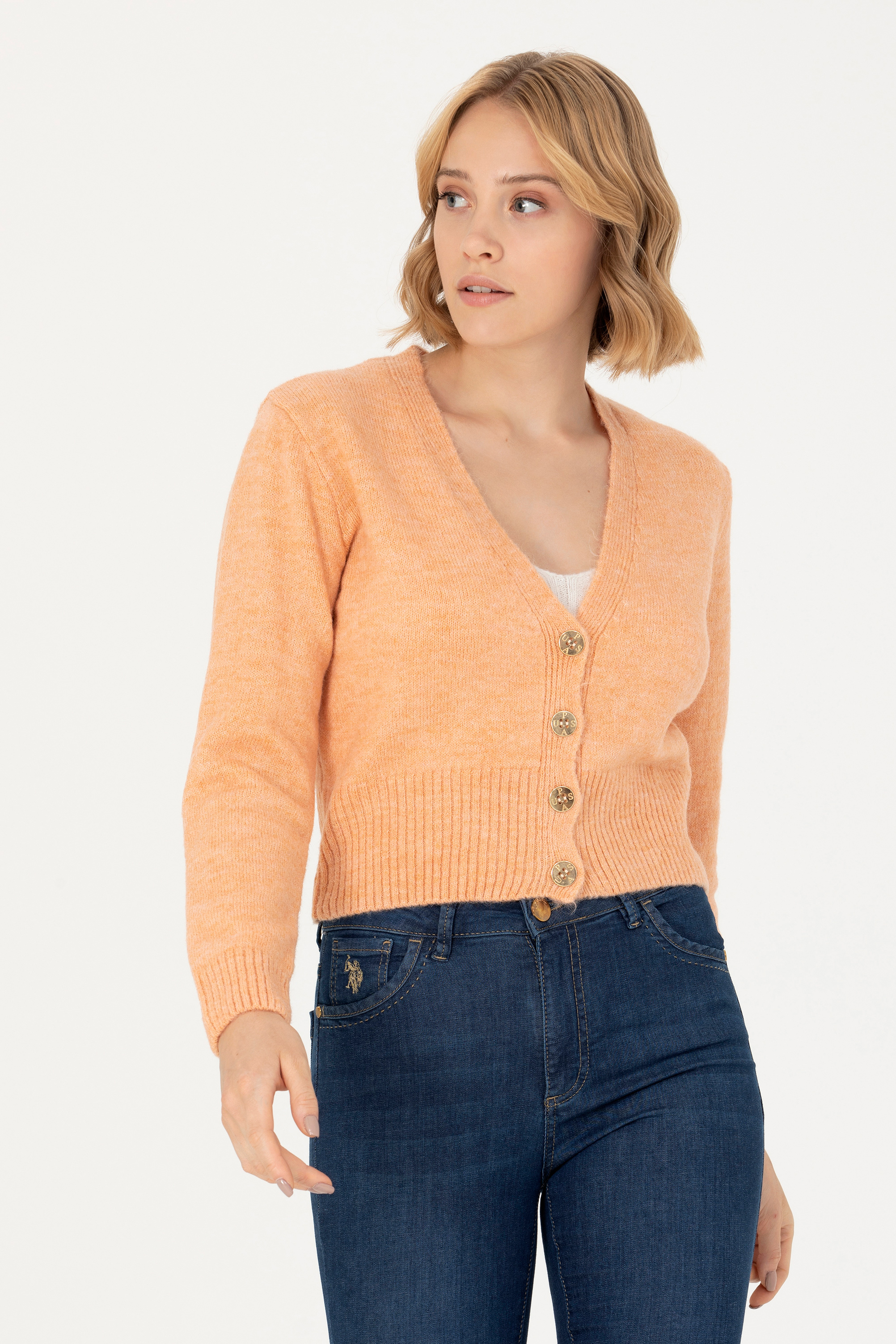 Кардиган женский US POLO Assn G082SZ0TH0SINO оранжевый XS 5100₽