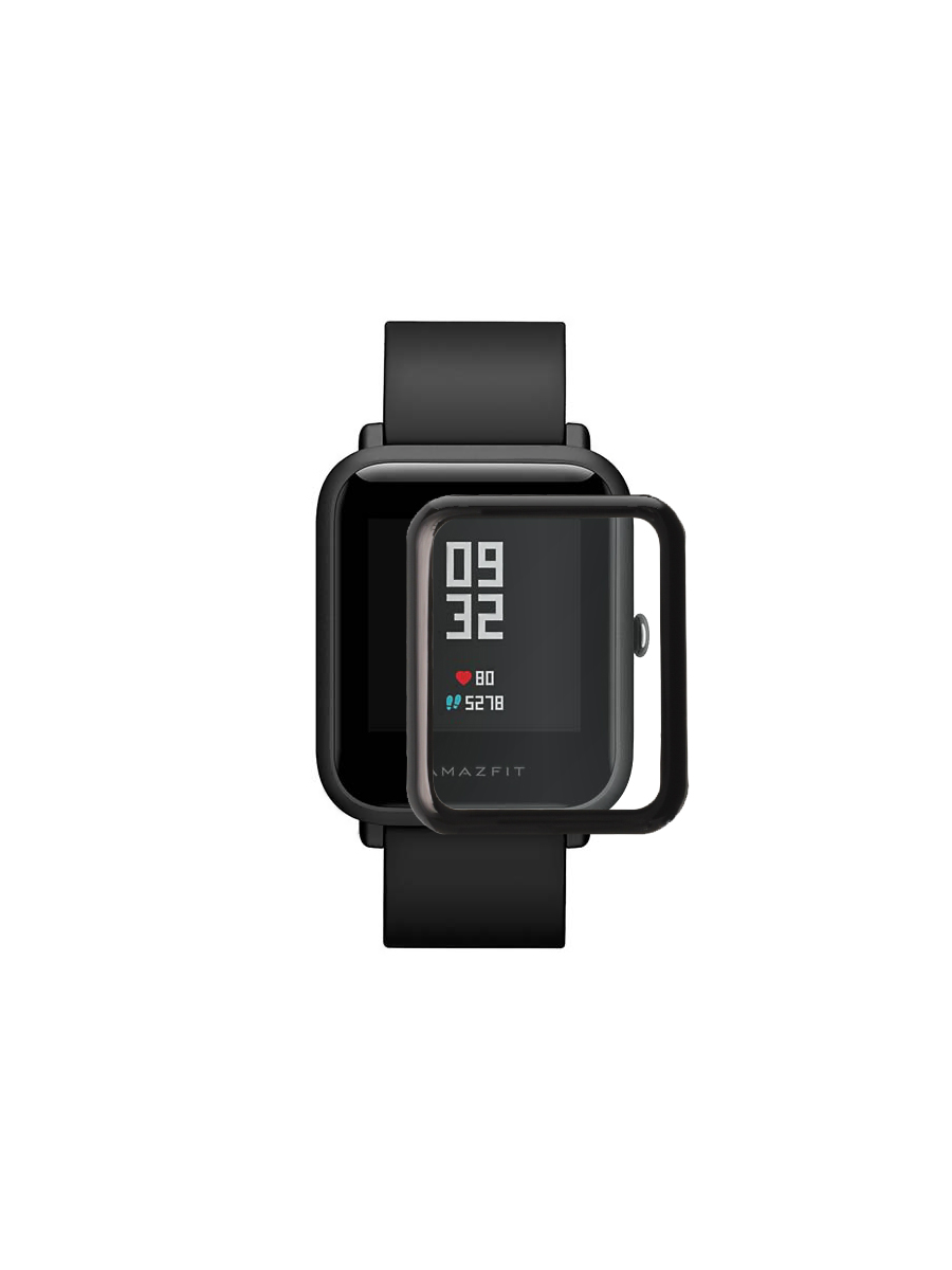 Защитная пленка для часов для Amazfit Bip Black (стекло гибридное)