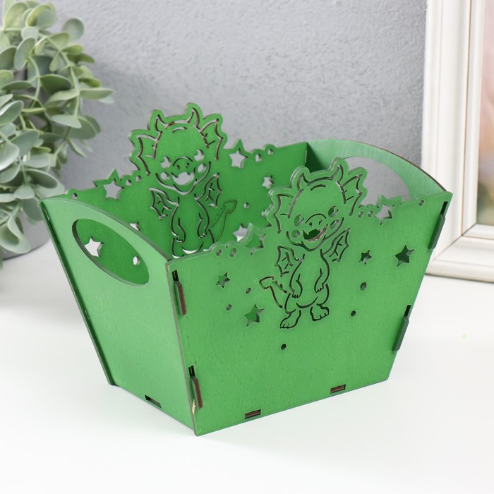 

Корзинка-шкатулка "Дракоша" зеленый 18х12х14,5 см (набор 5 деталей)