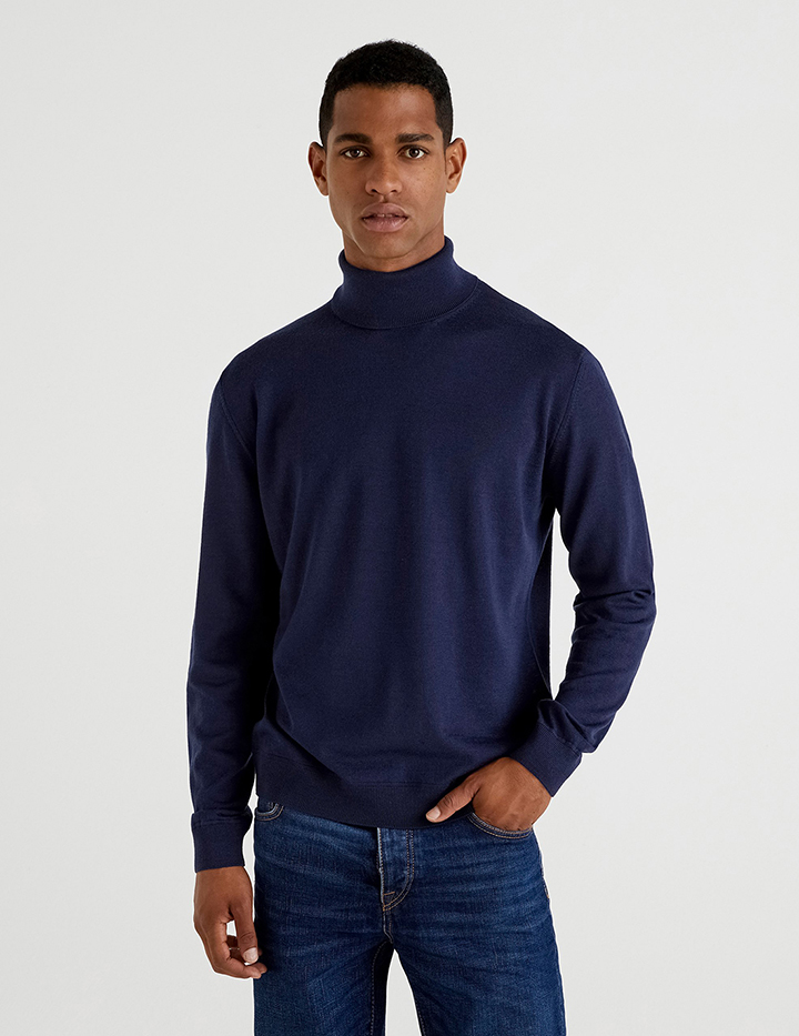 

Водолазка мужская 21A_1071U2128 United Colors of Benetton синяя S, 21A_1071U2128