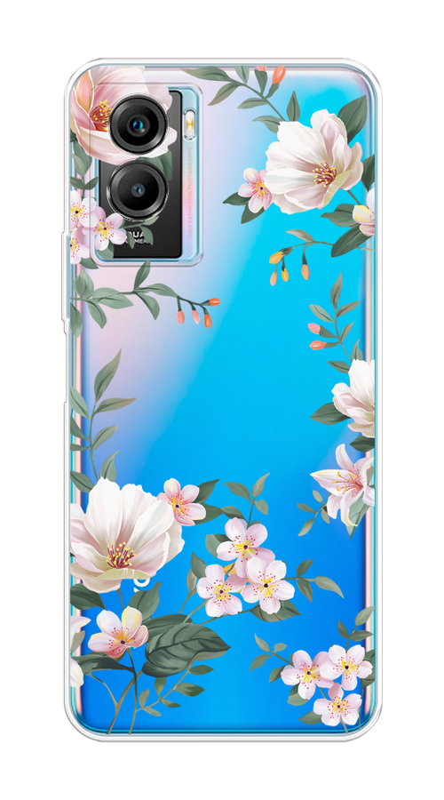 

Чехол на Vivo Y55s 5G "Beautiful white flowers", Бежевый;зеленый, 266150-1