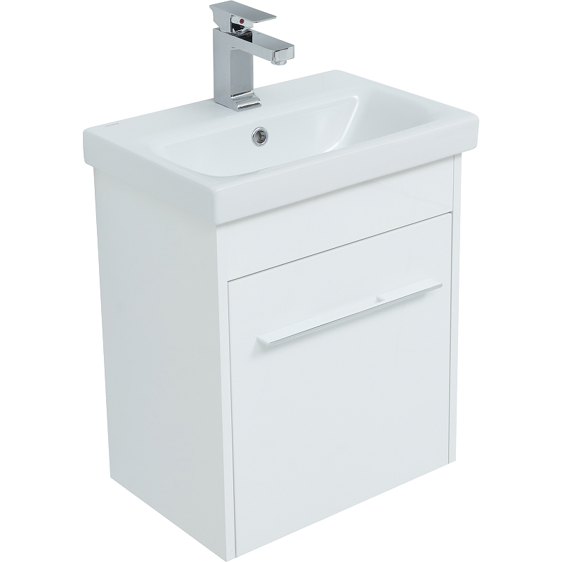 

Тумба под раковину Aquanet Августа 50 274015 подвесная Белый глянец