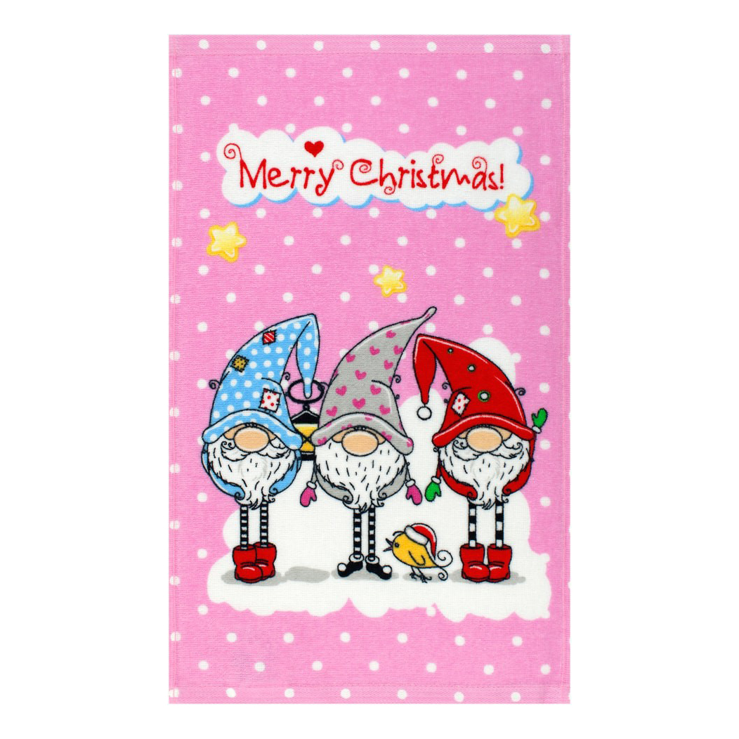 

Полотенце Bravo Кухня Три гнома 30x50 см махровое розовое