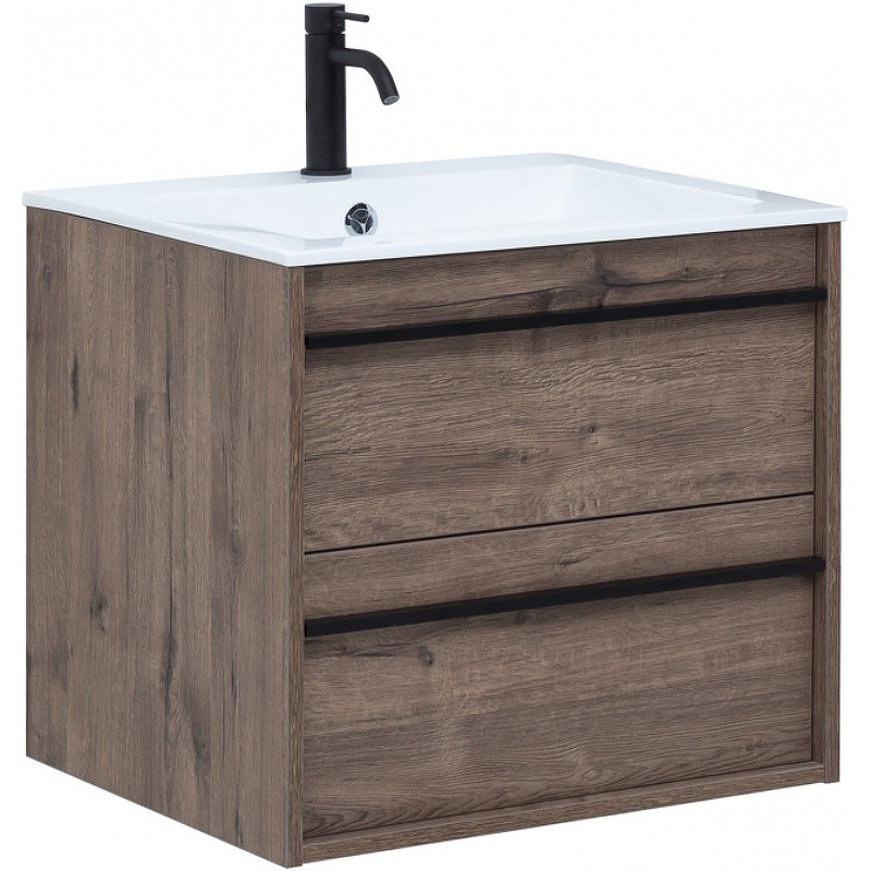 

Тумба с раковиной Aquanet Lino 60 271944 подвесная Дуб Веллингтон, Коричневый