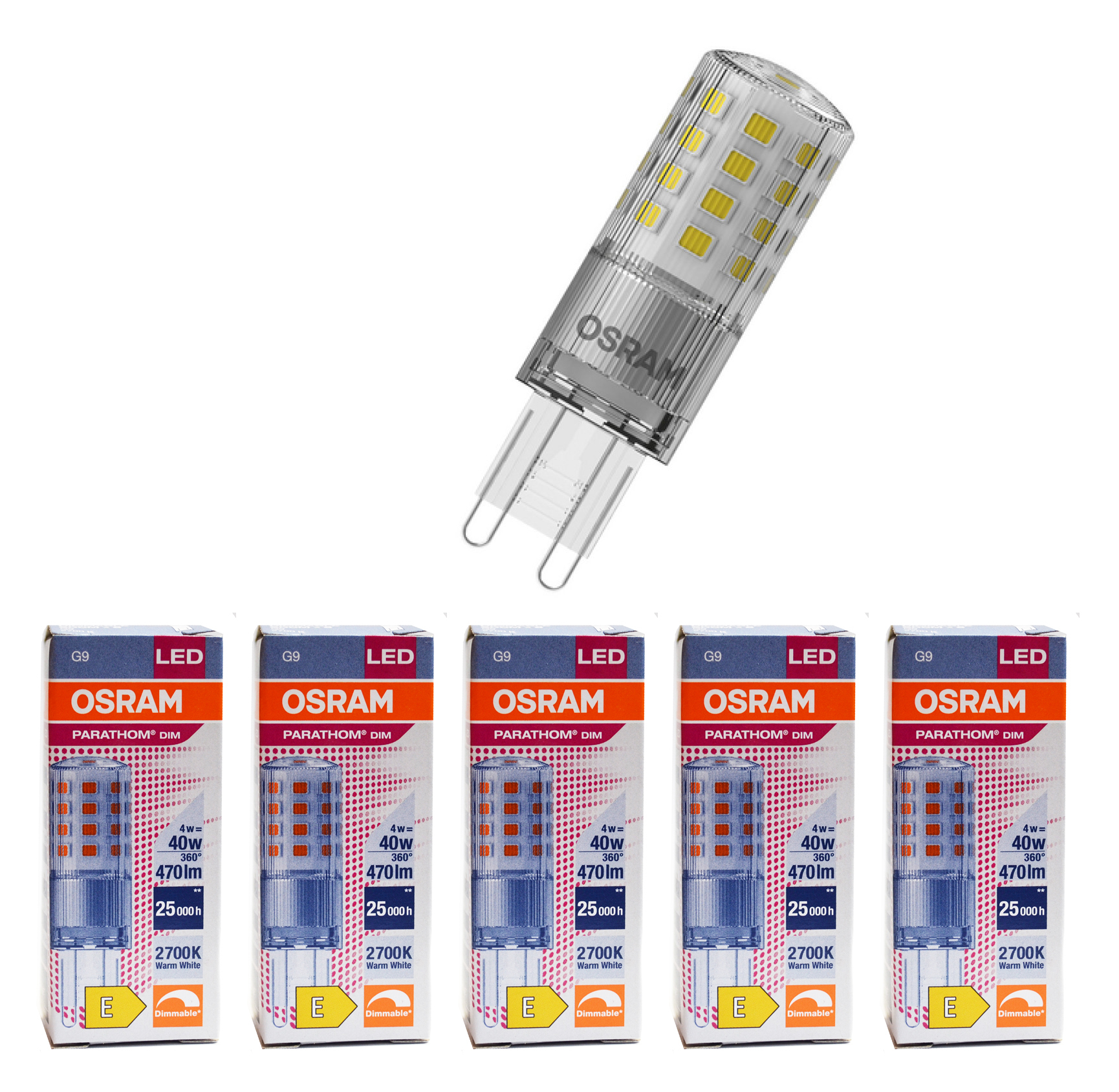 

Лампочка светодиодная OSRAM Капсула G9 4,4Вт 220В 470Лм 2700К Теплый белый Диммируемая 5шт, Капсула G9 4,4Вт 220В 470Лм 2700К Диммируемая