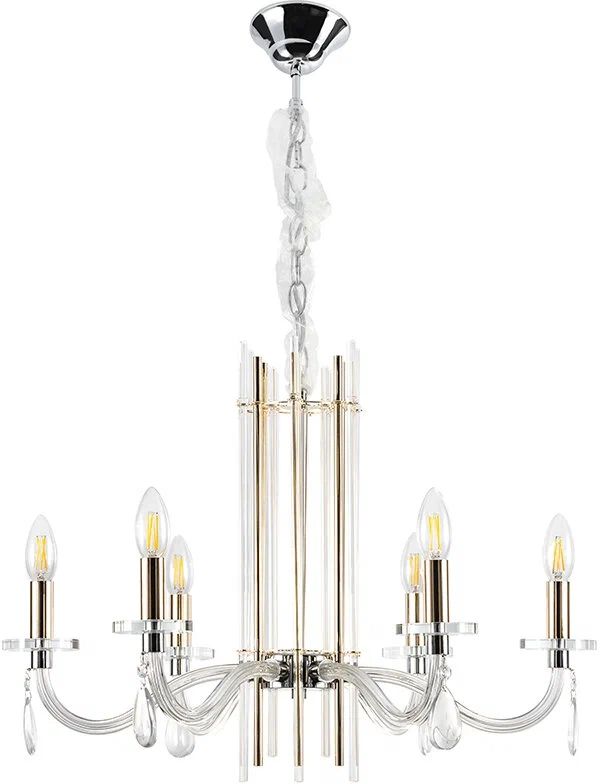 

Подвесная люстра Crystal Lux AURELIO SP6 GOLD+CHROME/TRANSPARENT