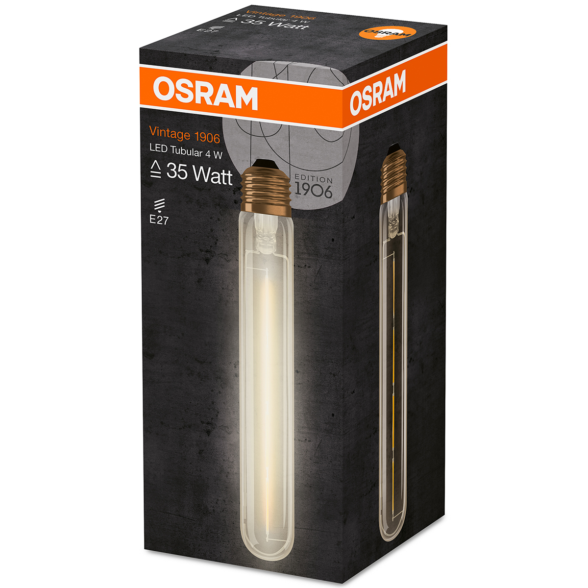 

Лампа Светодиодная OSRAM Труба E27 4Вт 220В 400Лм 2400К свет Теплый белый, ретро-лампа 1шт, Труба E27 4Вт 220В 400Лм 2400К свет