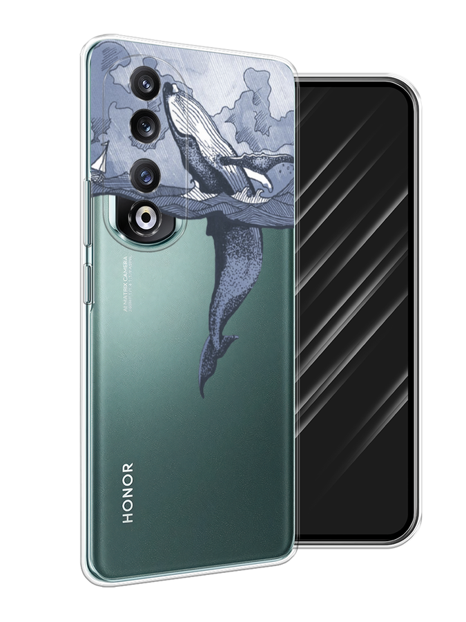 

Чехол Awog на Honor 90 Pro "Два измерения", Голубой;черный;прозрачный